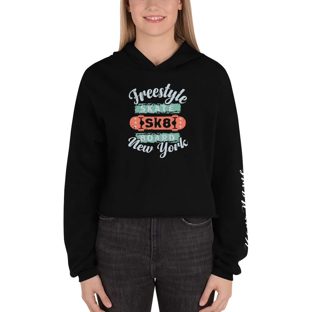 Freestyle Skateboard Personalised Crop Hoodie