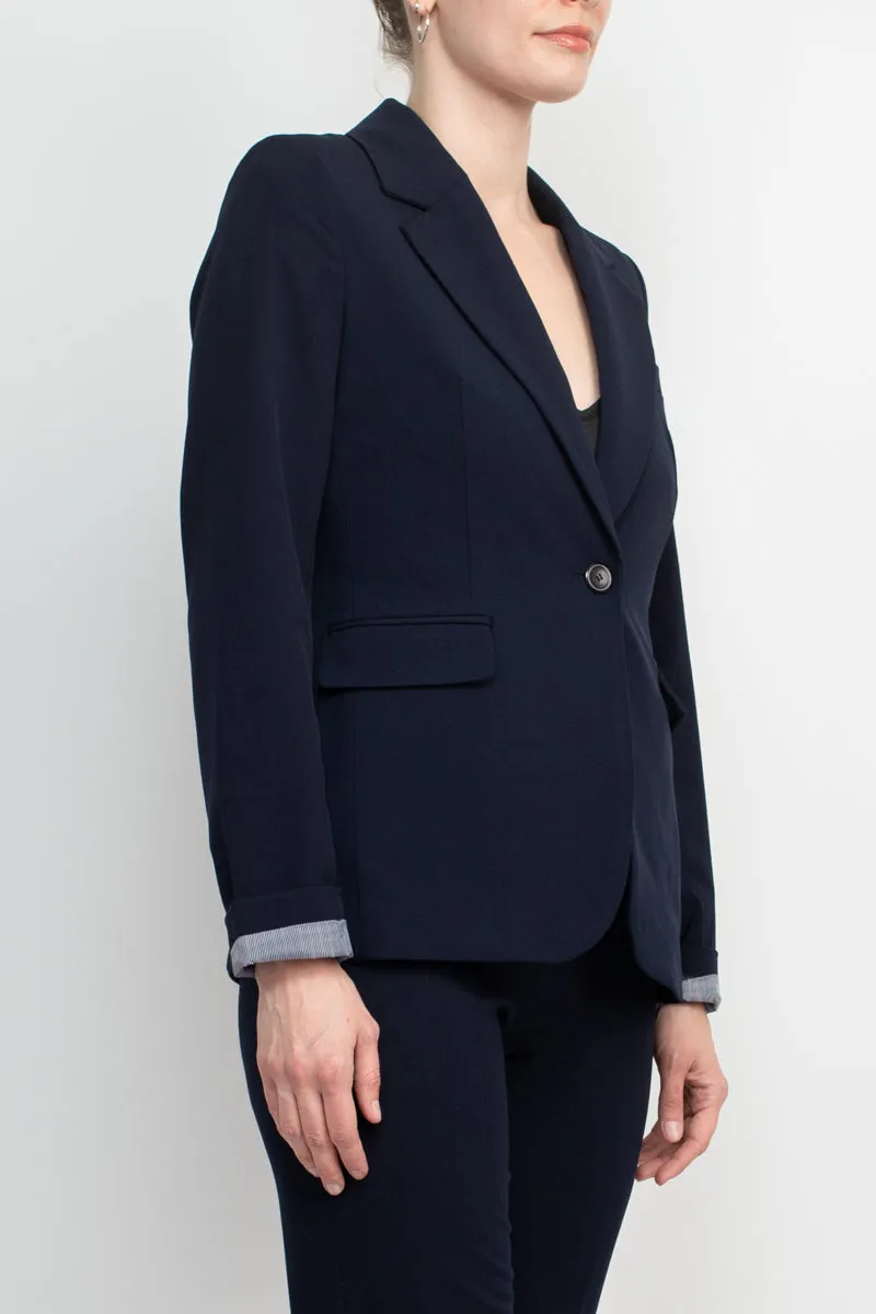 Philosophy Lapel Collar Rolled Long Sleeve Detail Single Button with Flap Pockets Woven Jacket